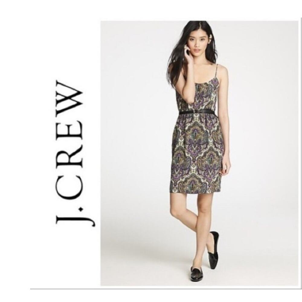 J Crew Silk Paisley Multicolor 2011 Blouson Dress 4 Old Money Spaghetti Straps